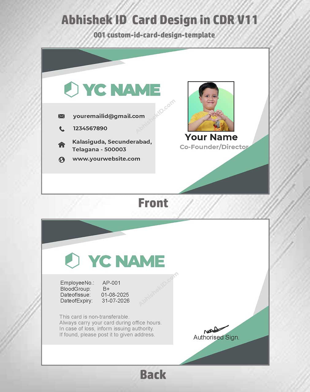 Custom design template of CorelDraw 11 ID Card Design Templates for security personnel badges.