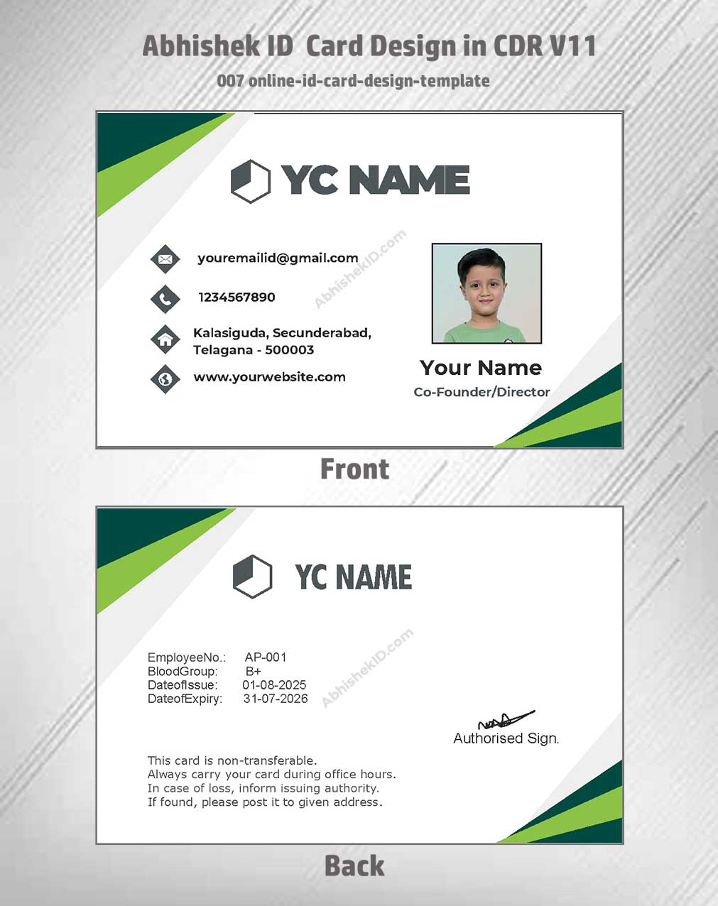 Web template mockup of CorelDraw 11 ID Card Design Templates for digital ID systems.