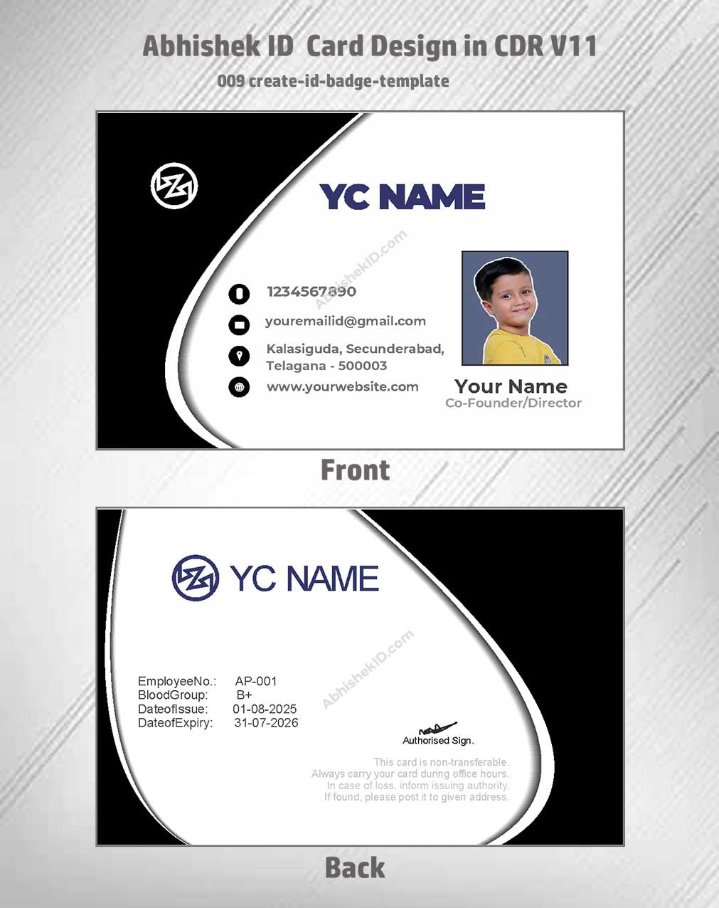 Badge creation view of CorelDraw 11 ID Card Design Templates for event management access.