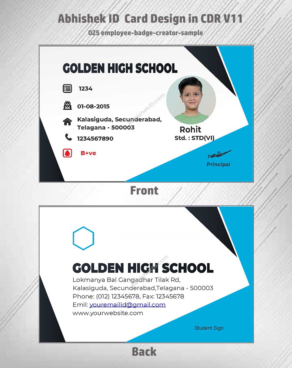 Badge creator format of CorelDraw 11 ID Card Design Templates for enterprise security systems.