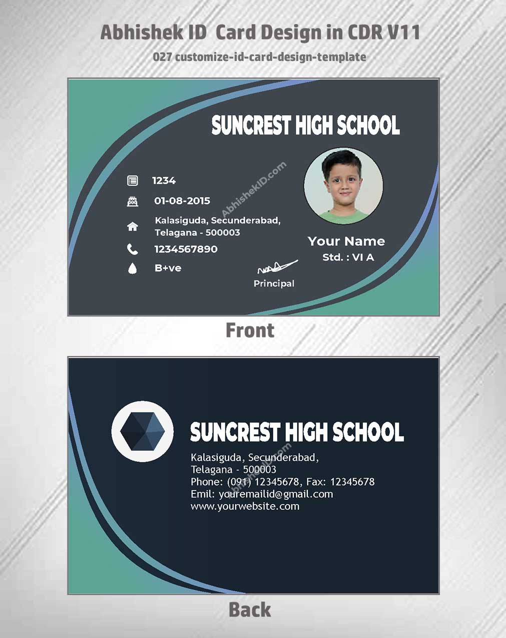 Customizable template view of CorelDraw 11 ID Card Design Templates for office building security.