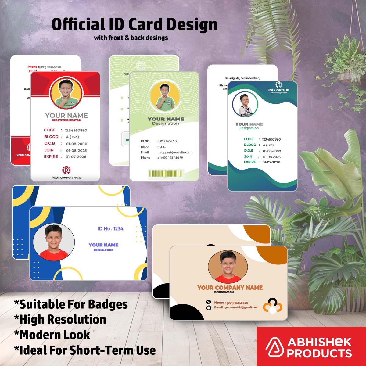 Company sample design in CorelDraw 11 ID Card Templates for digital ID badge printing.