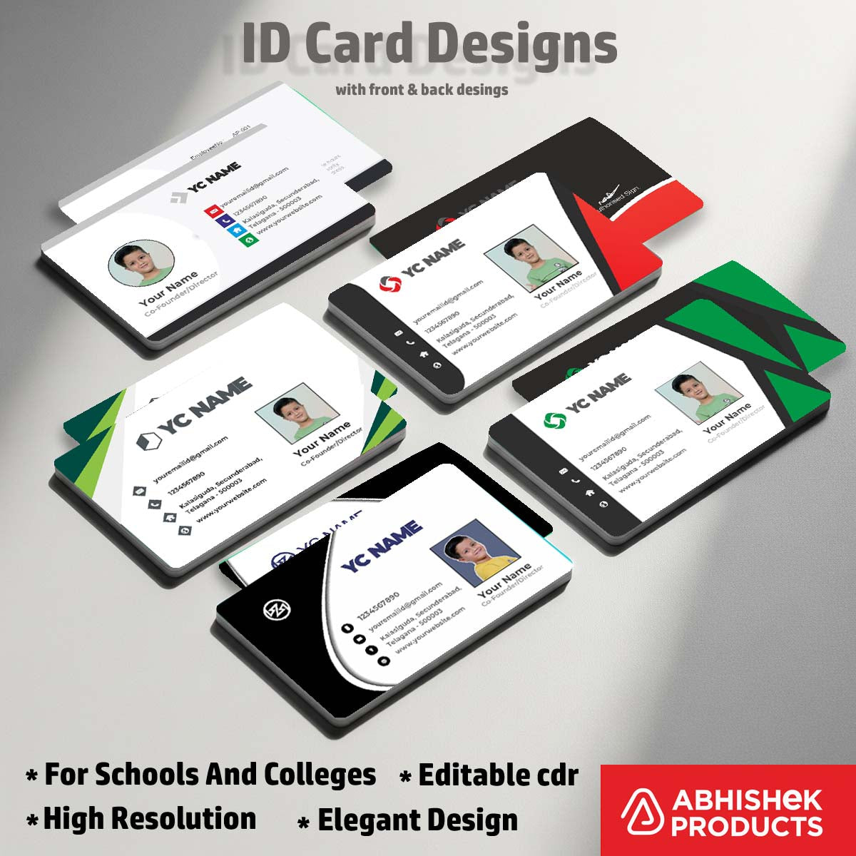 Digital layout of CorelDraw 11 ID Card Design Templates for corporate ID card printing.
