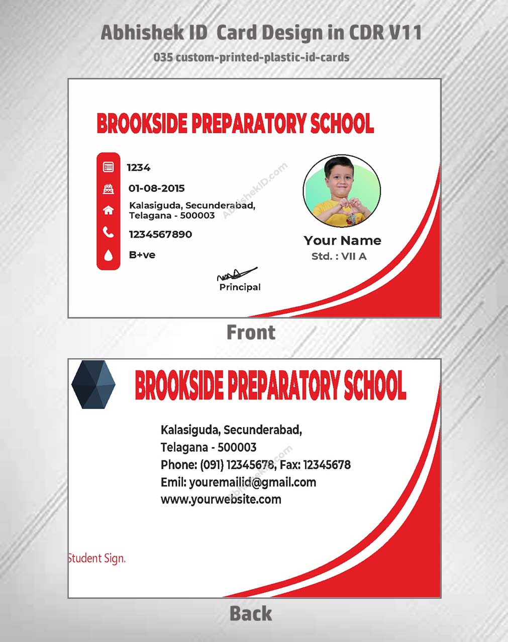 Printed plastic mockup of CorelDraw 11 ID Card Design Templates for commercial ID solutions.