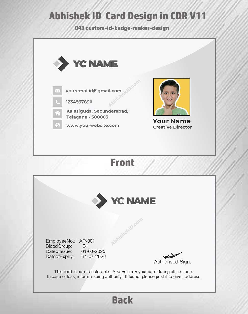 Badge maker design of CorelDraw 11 ID Card Design Templates for convention staff passes.