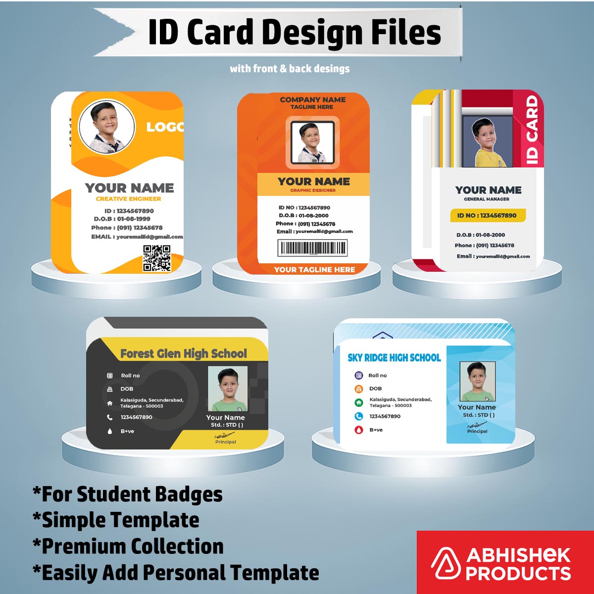 Corporate badge layout of CorelDraw ID Card Templates for industrial access control printing.