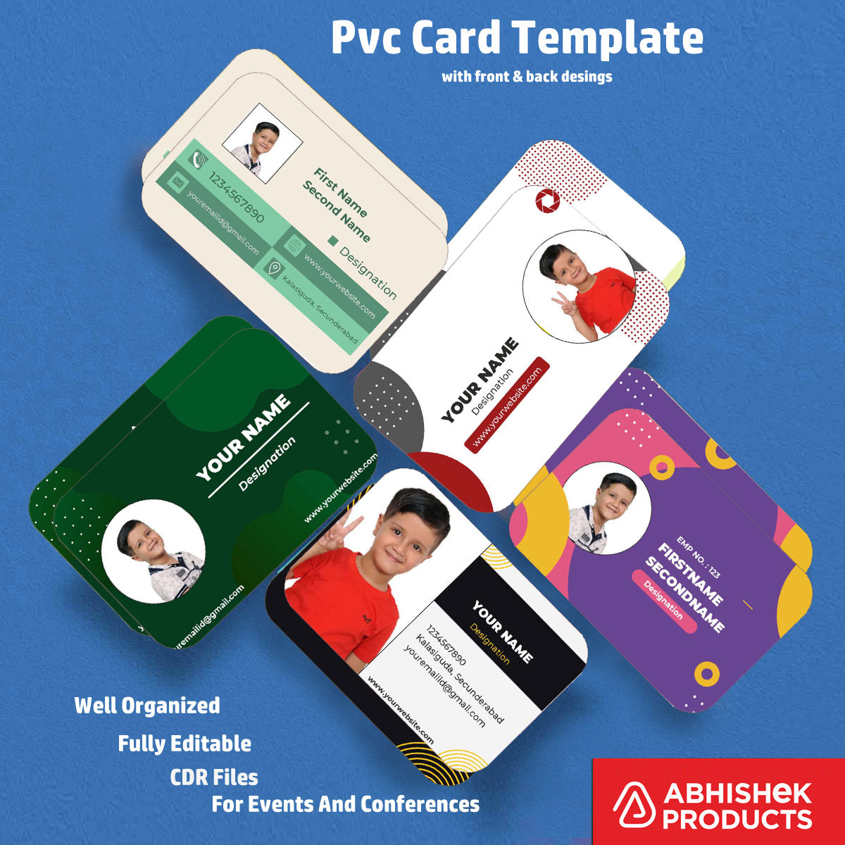 Employee badge creator layout using CorelDraw 11 Business Card Templates for staff printing.