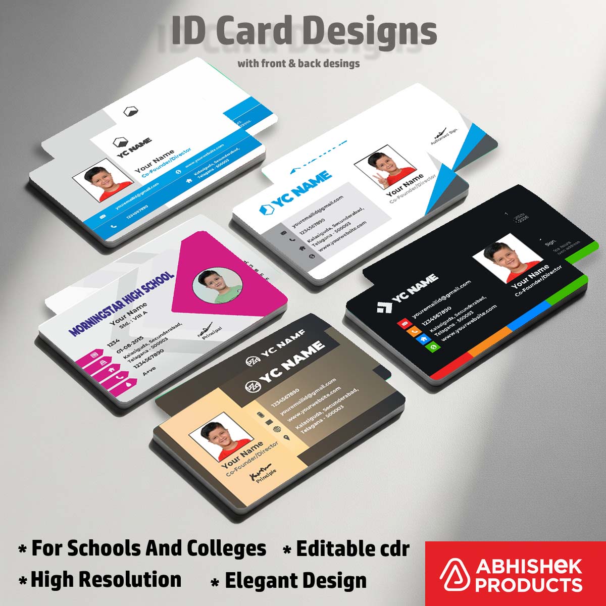 CorelDraw 11 ID Card Design Templates formatted specifically for bulk PVC ID card printing.