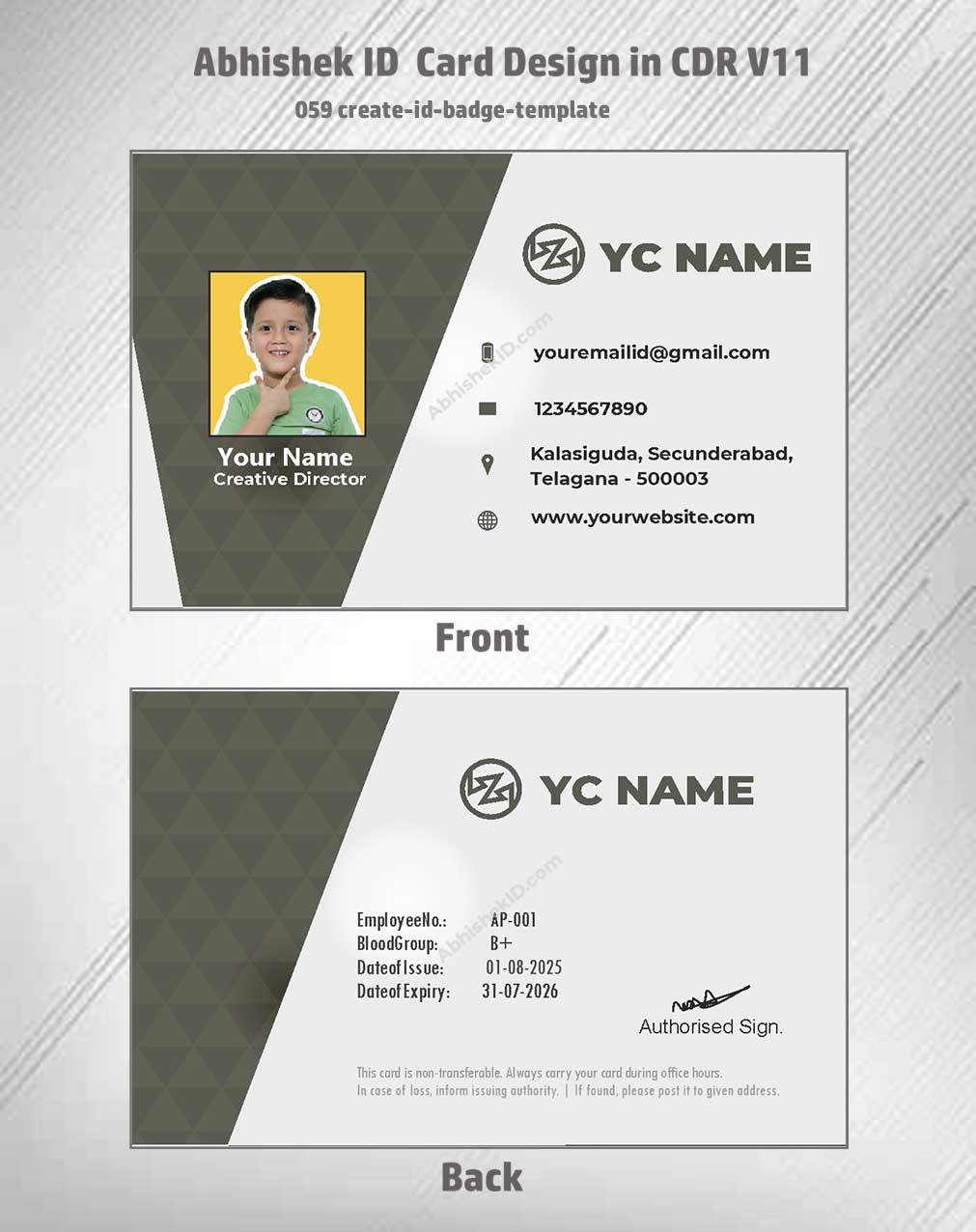 Badge template view of CorelDraw 11 ID Card Design Templates for event vendor access.
