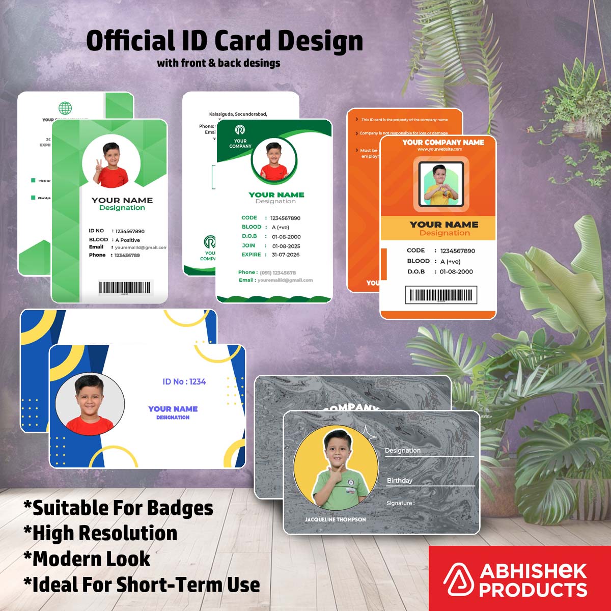 Business card maker view of CorelDraw 11 ID Card Templates for professional employee identification.