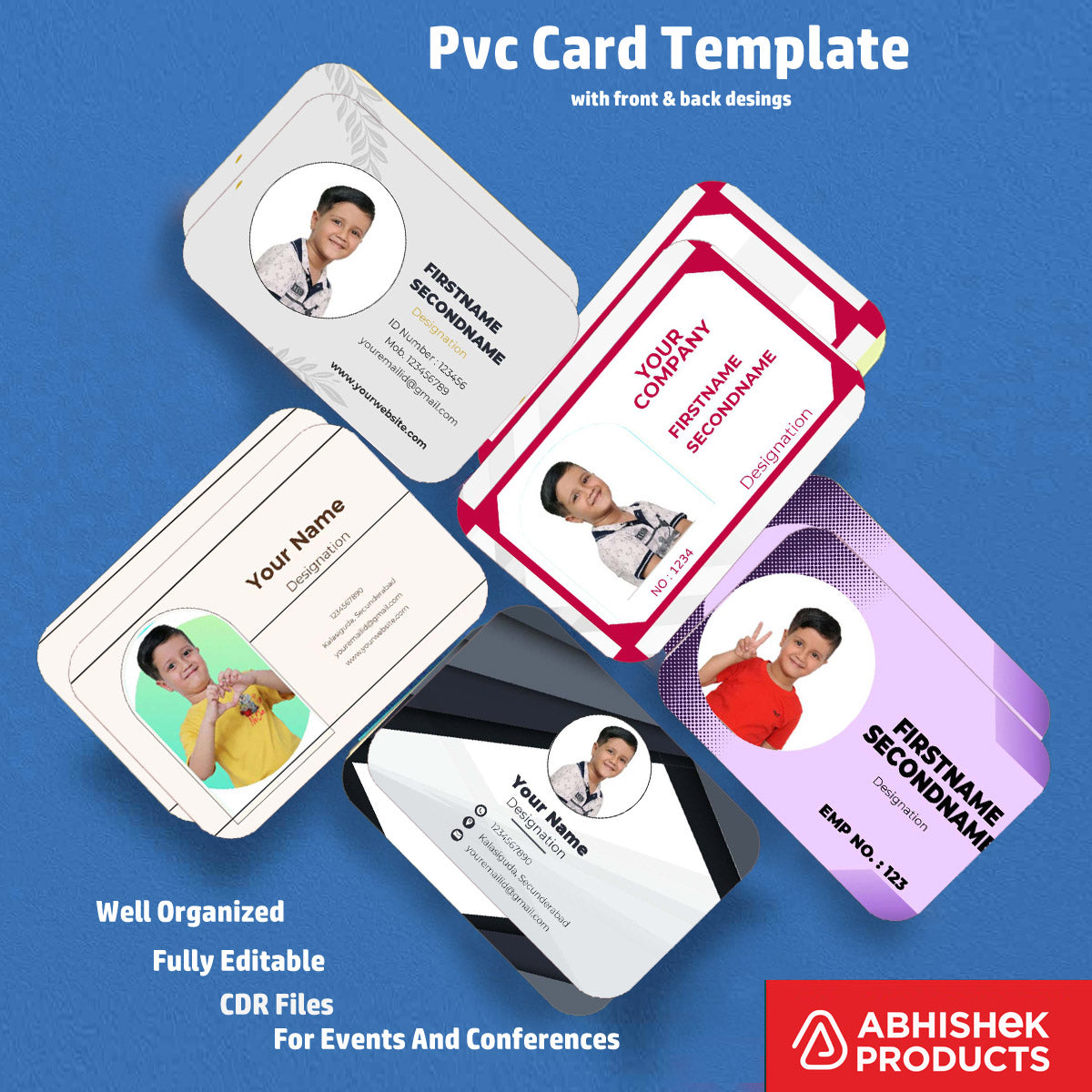 Flat digital layout of ID card design using CorelDraw 11 Editable Templates for business signage.