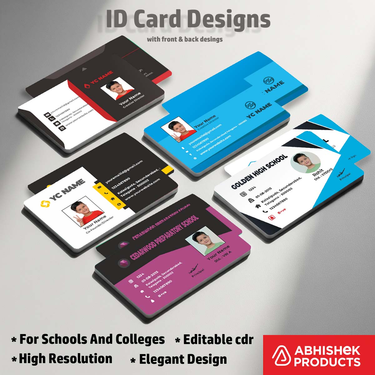 CorelDraw 11 ID Card Design Templates optimized for corporate office access badge manufacturing.