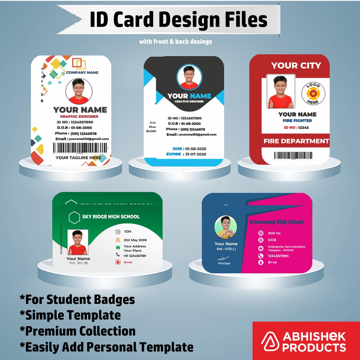 Plastic card maker layout of CorelDraw ID Card Templates for commercial PVC printing.