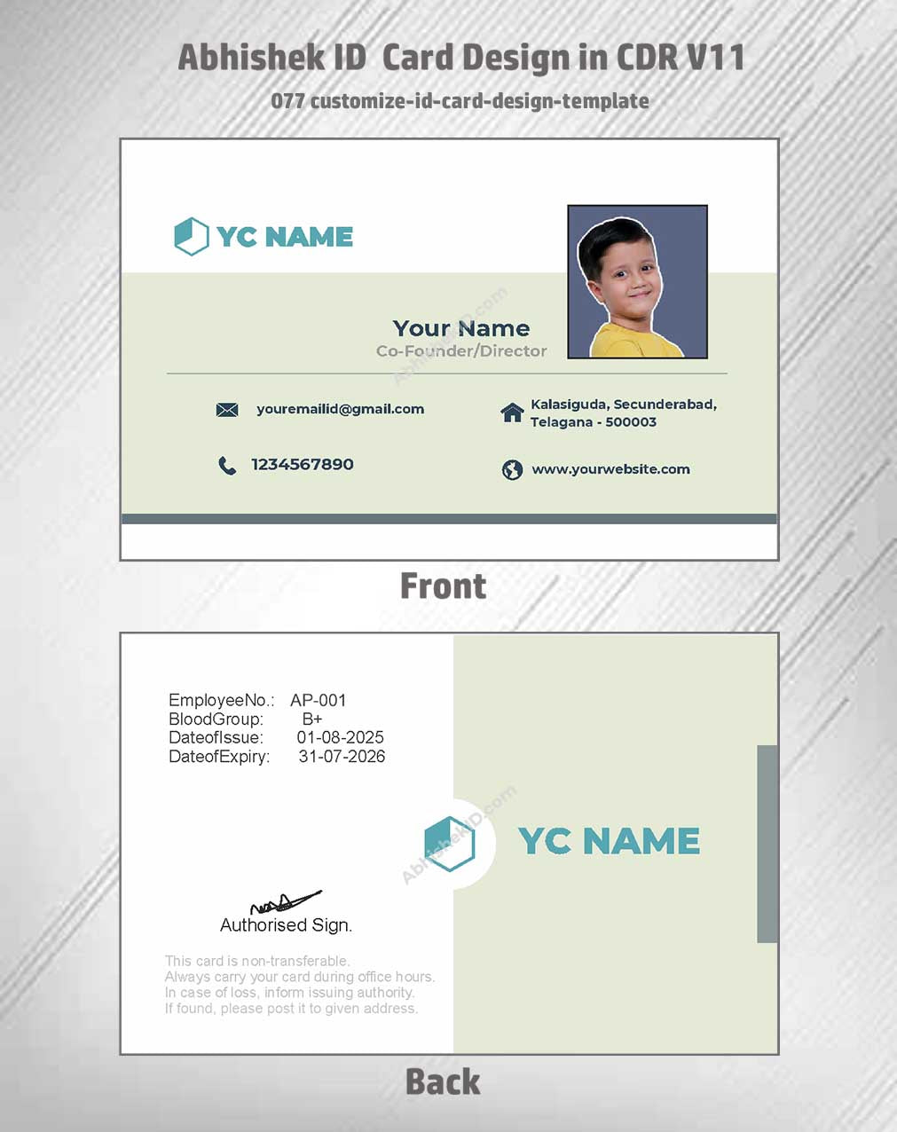 Customizable design sample of CorelDraw 11 ID Card Design Templates for business security systems.
