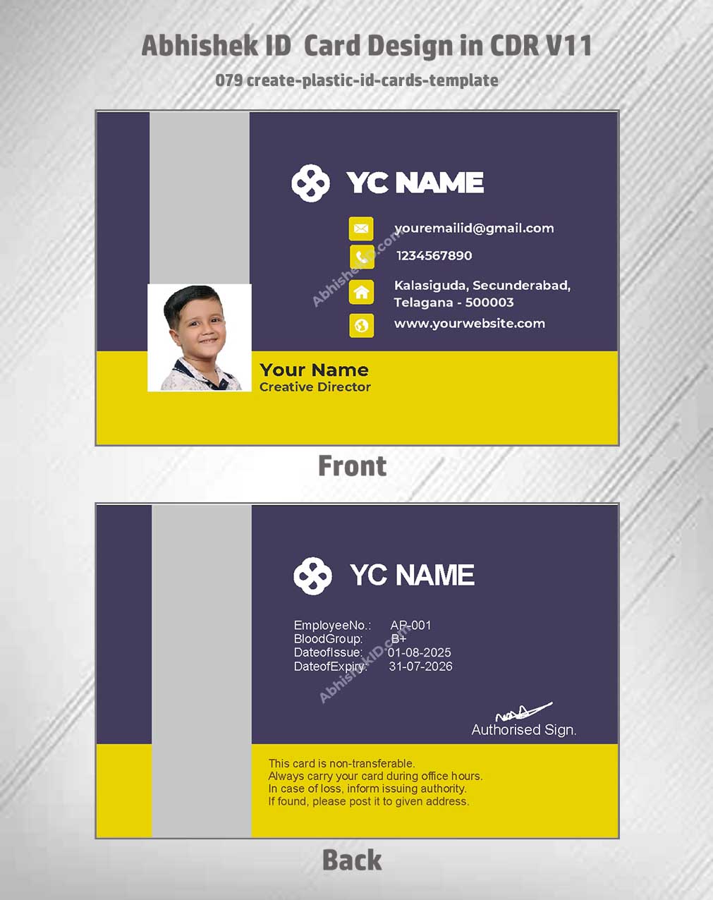 Plastic cards template of CorelDraw 11 ID Card Design Templates for corporate building access.