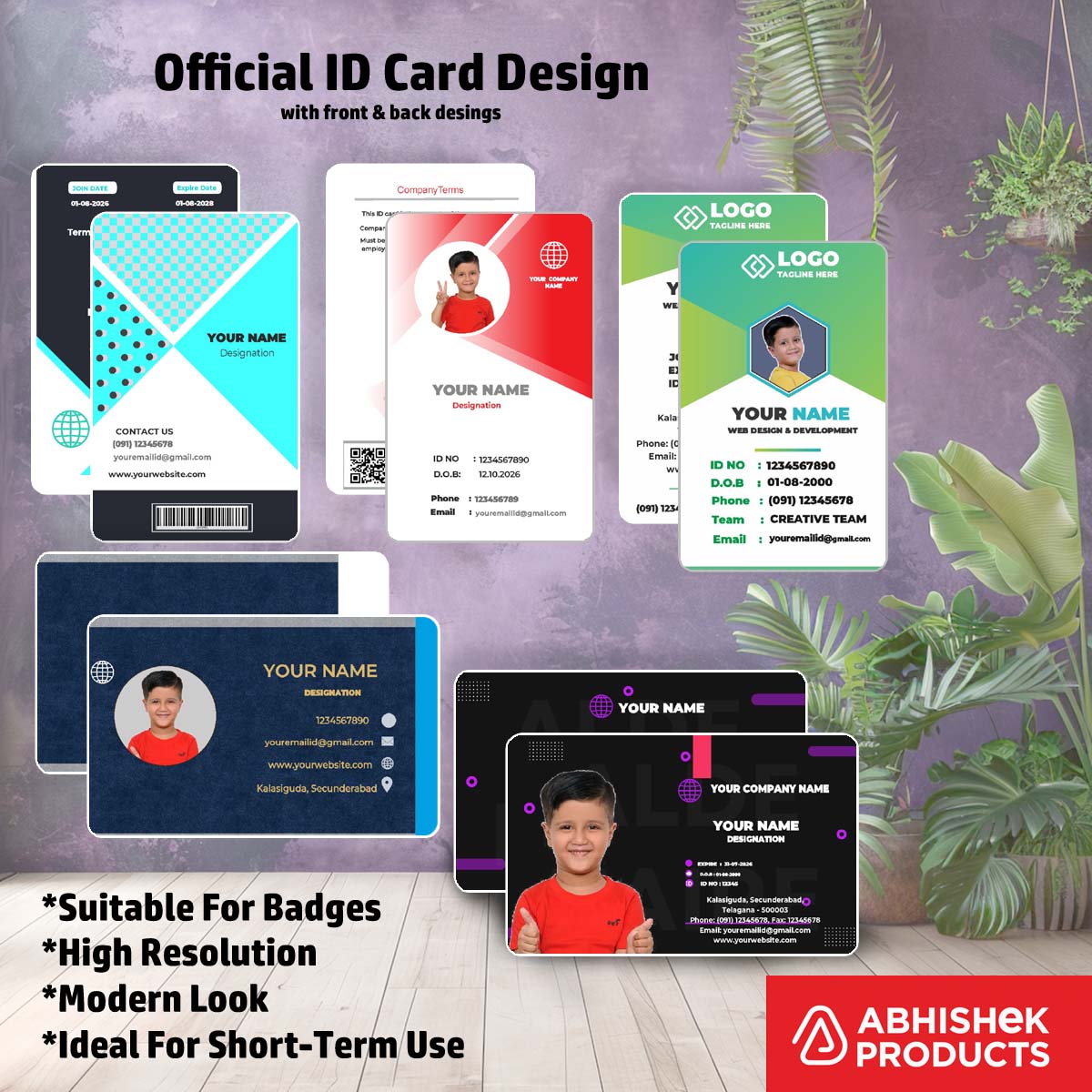 Front design of CorelDraw 11 ID Card Templates for standard business ID card printing.