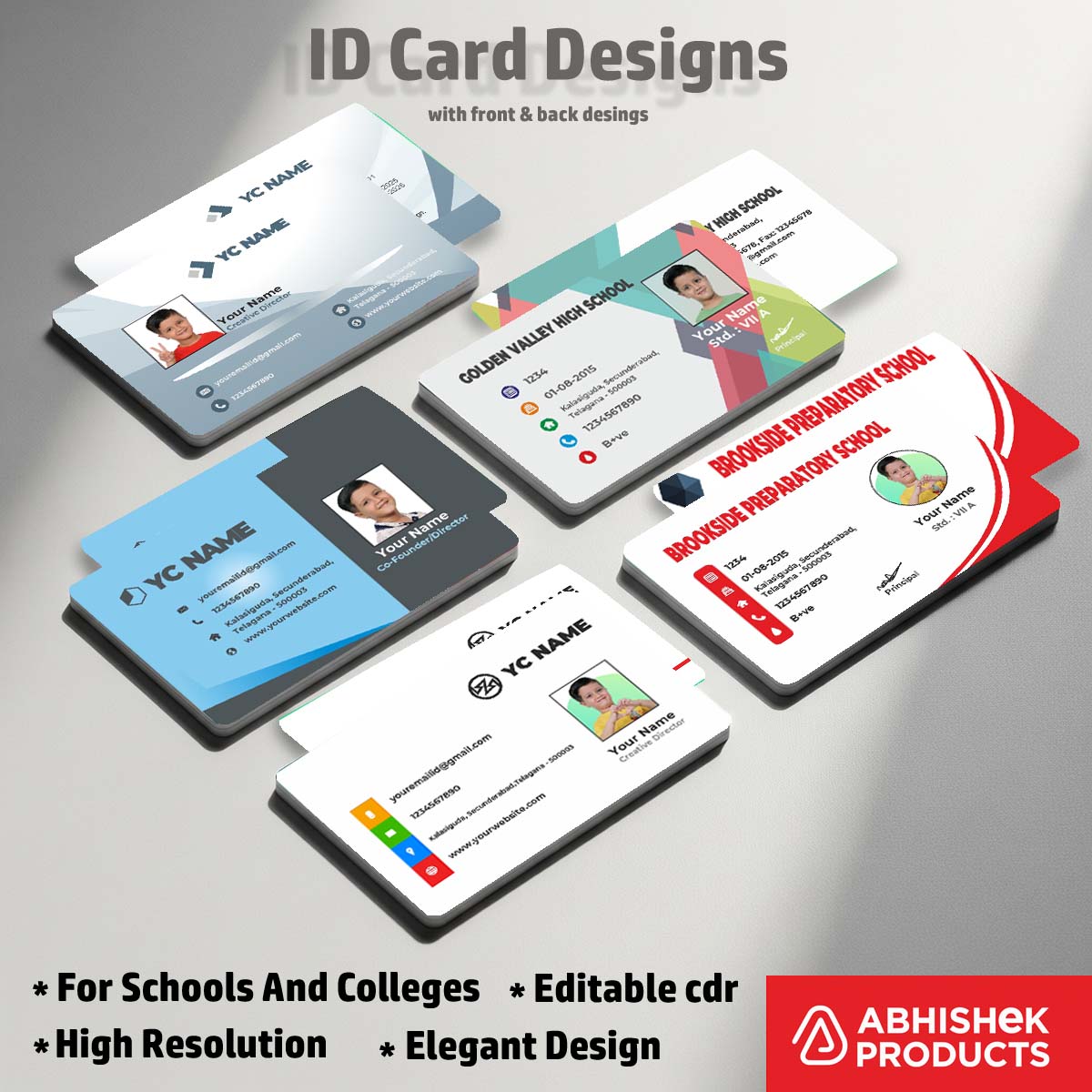 Online mockup of CorelDraw 11 ID Card Design Templates for remote staff ID printing.