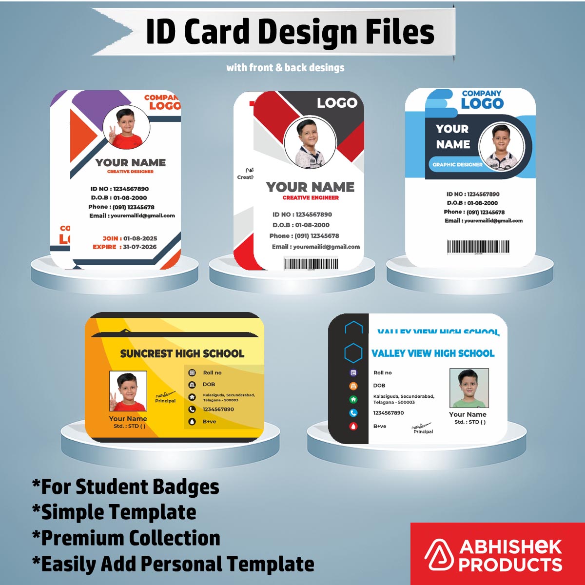 CorelDraw ID Card Templates for commercial ID production and corporate staff badge manufacturing.