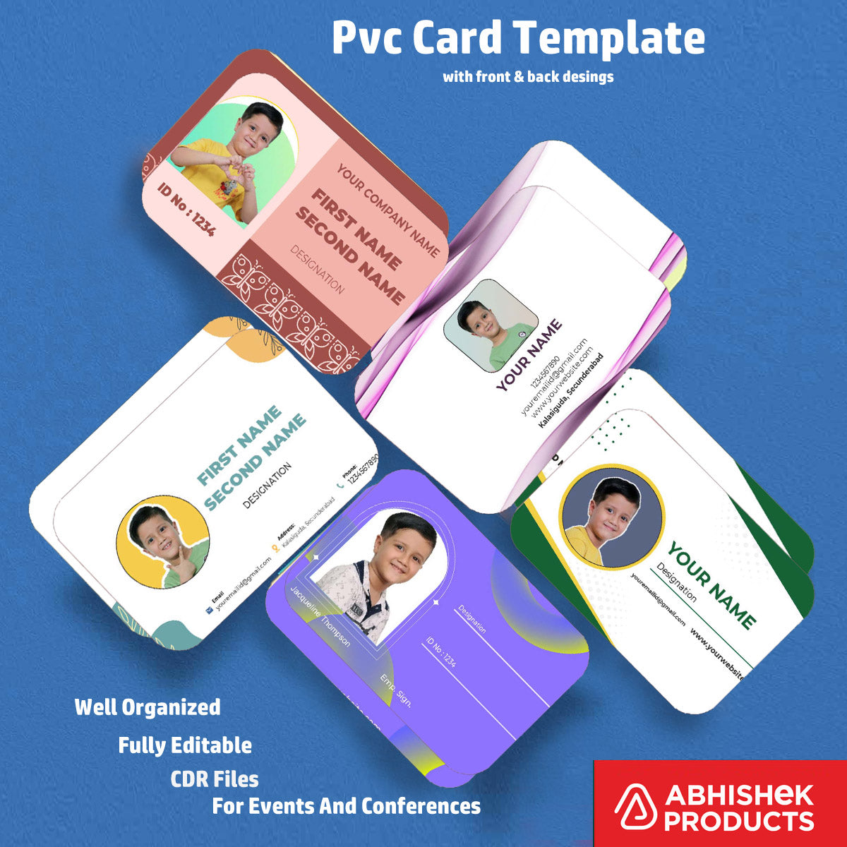 Template view of company ID card from CorelDraw 11 Business Card Templates for office use.