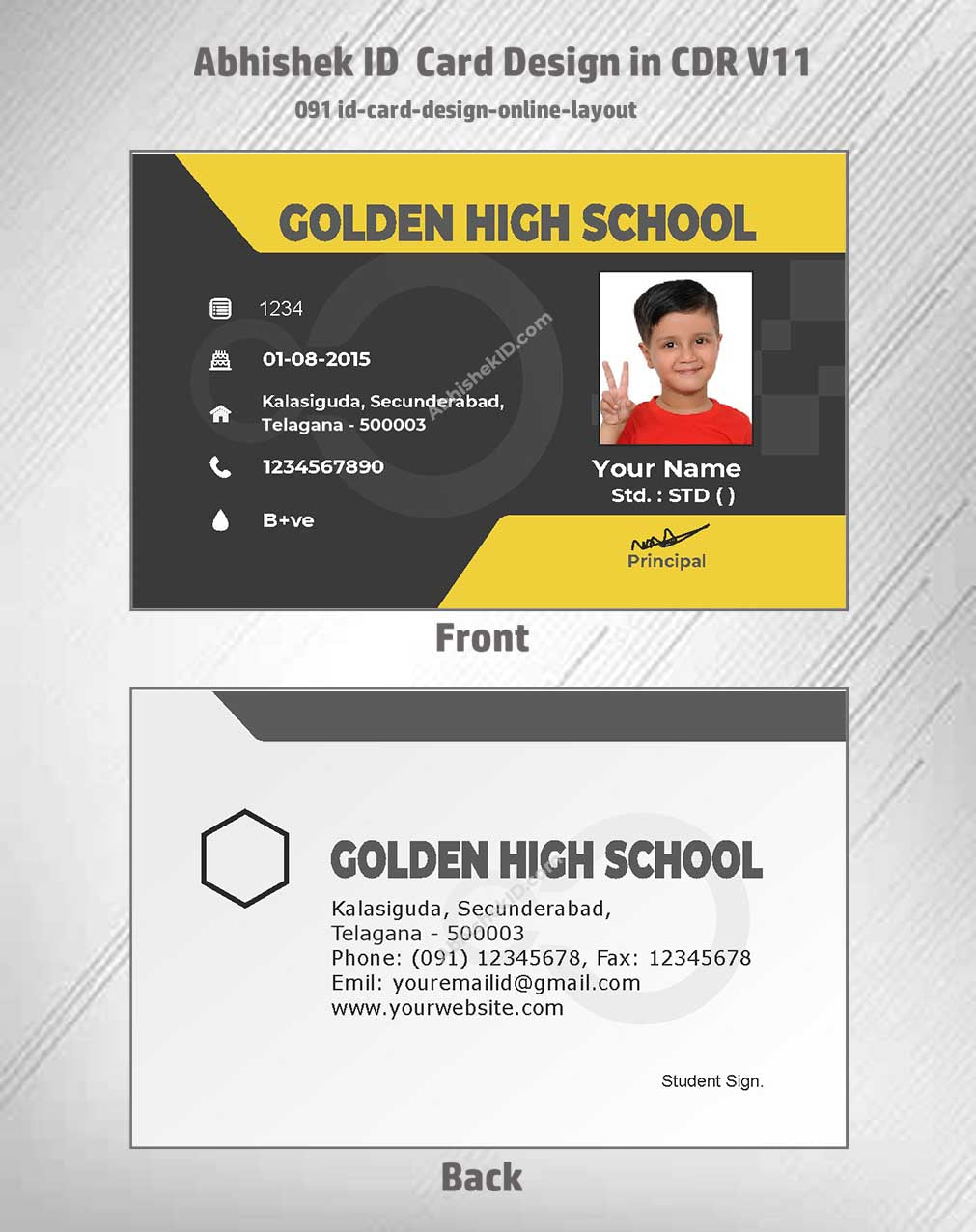 Online layout format of CorelDraw 11 ID Card Design Templates for remote access verification.