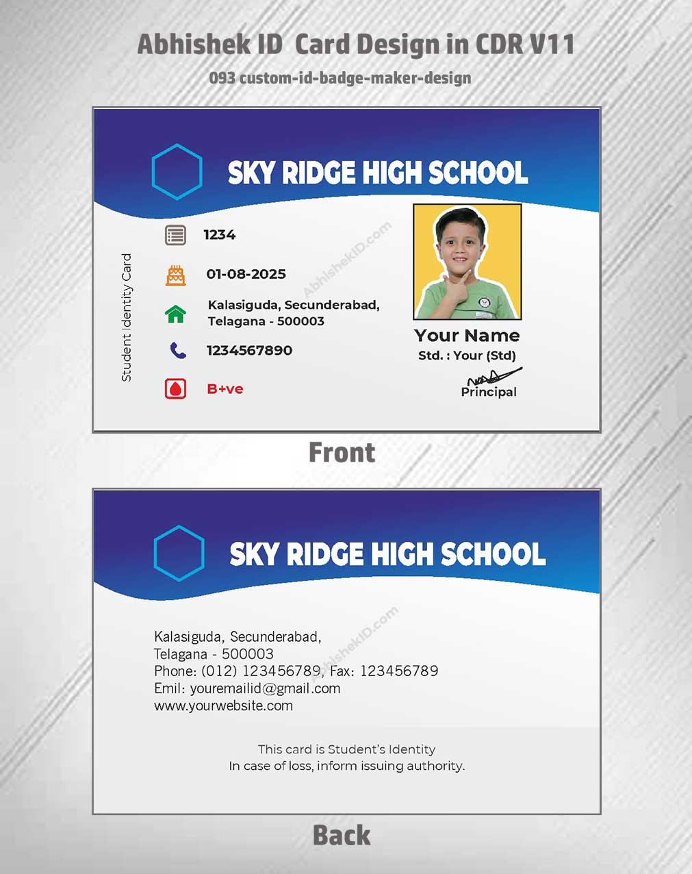 Badge maker format of CorelDraw 11 ID Card Design Templates for organizational access control.