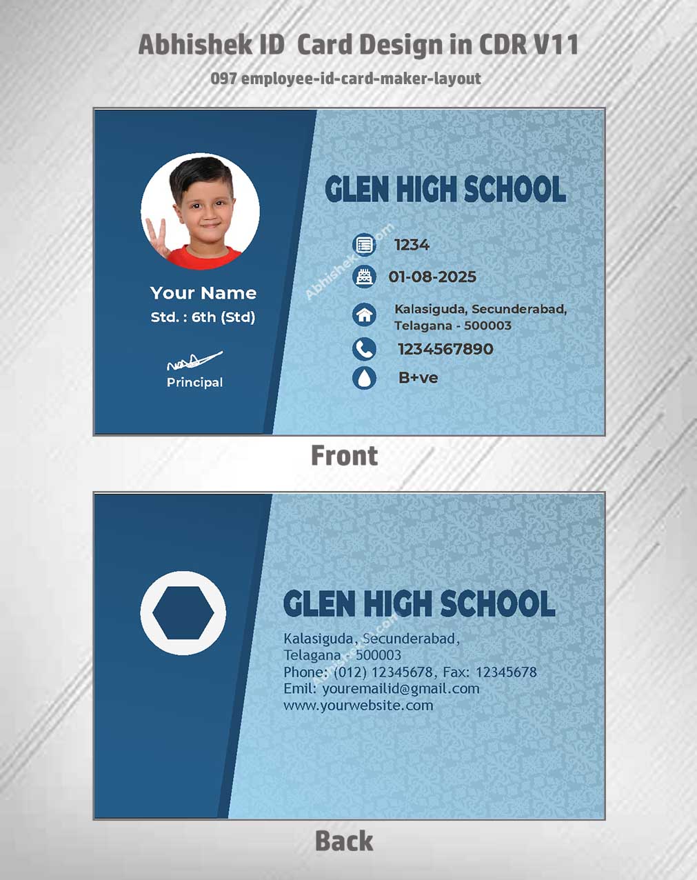 Employee layout sample of CorelDraw 11 ID Card Design Templates for human resources management.