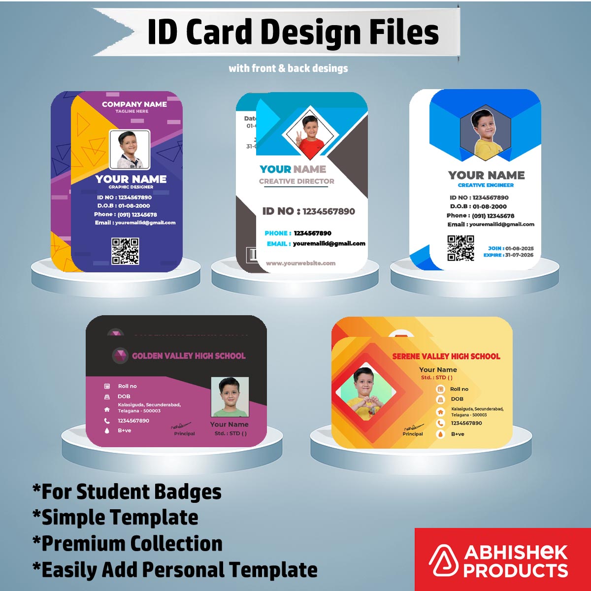 Plastic badge design preview of CorelDraw ID Card Templates for industrial grade printing.