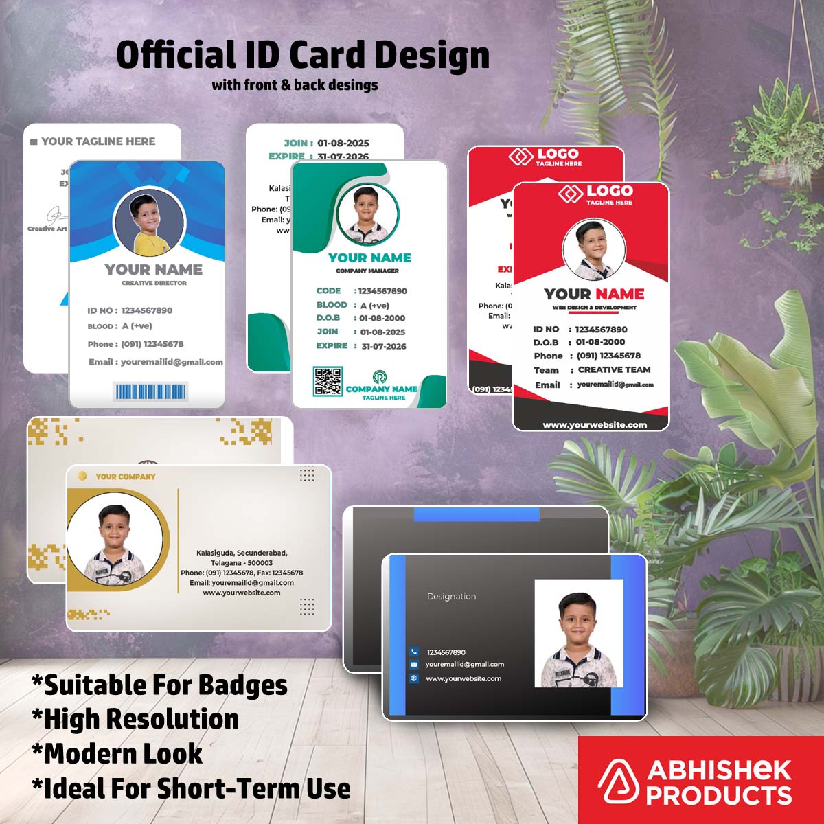 Printable design view of CorelDraw 11 ID Card Templates for commercial ID badge printing.