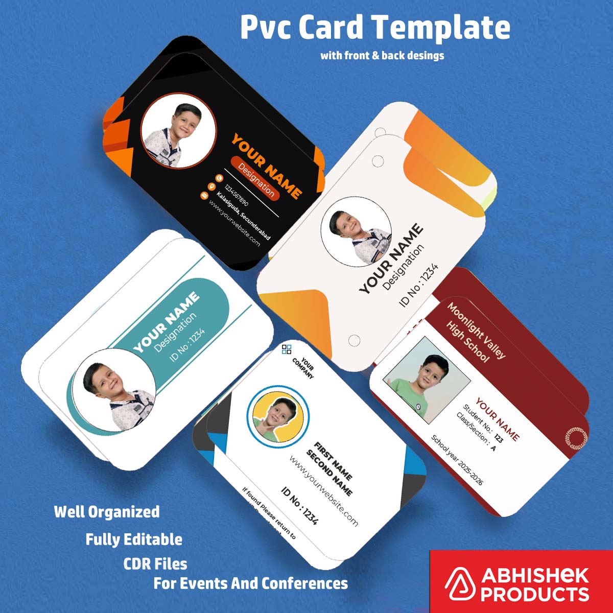 Digital design sample of company ID using CorelDraw 11 ID Badge Templates for corporate printing.