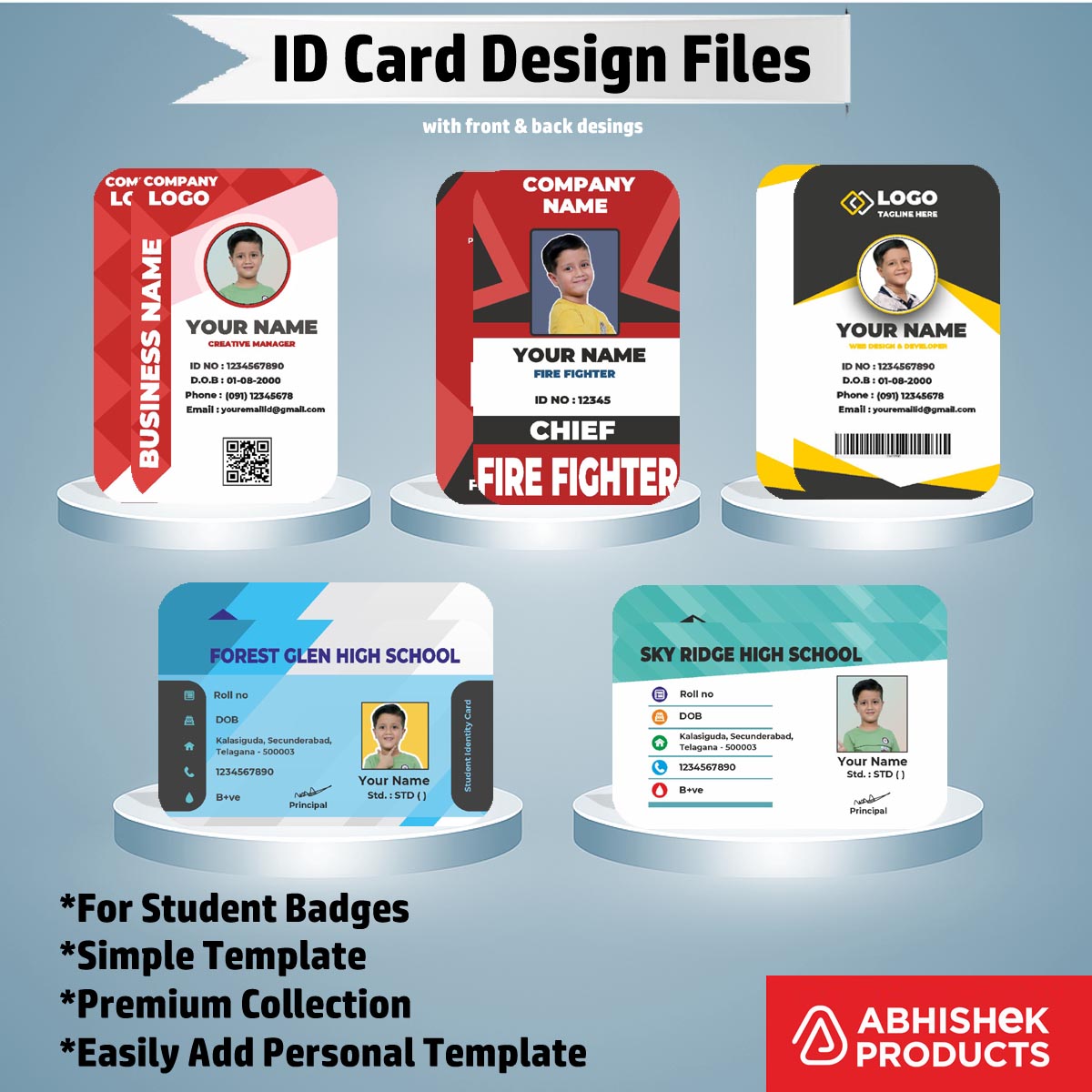 Staff identification layout of CorelDraw ID Card Templates for daily corporate office use.