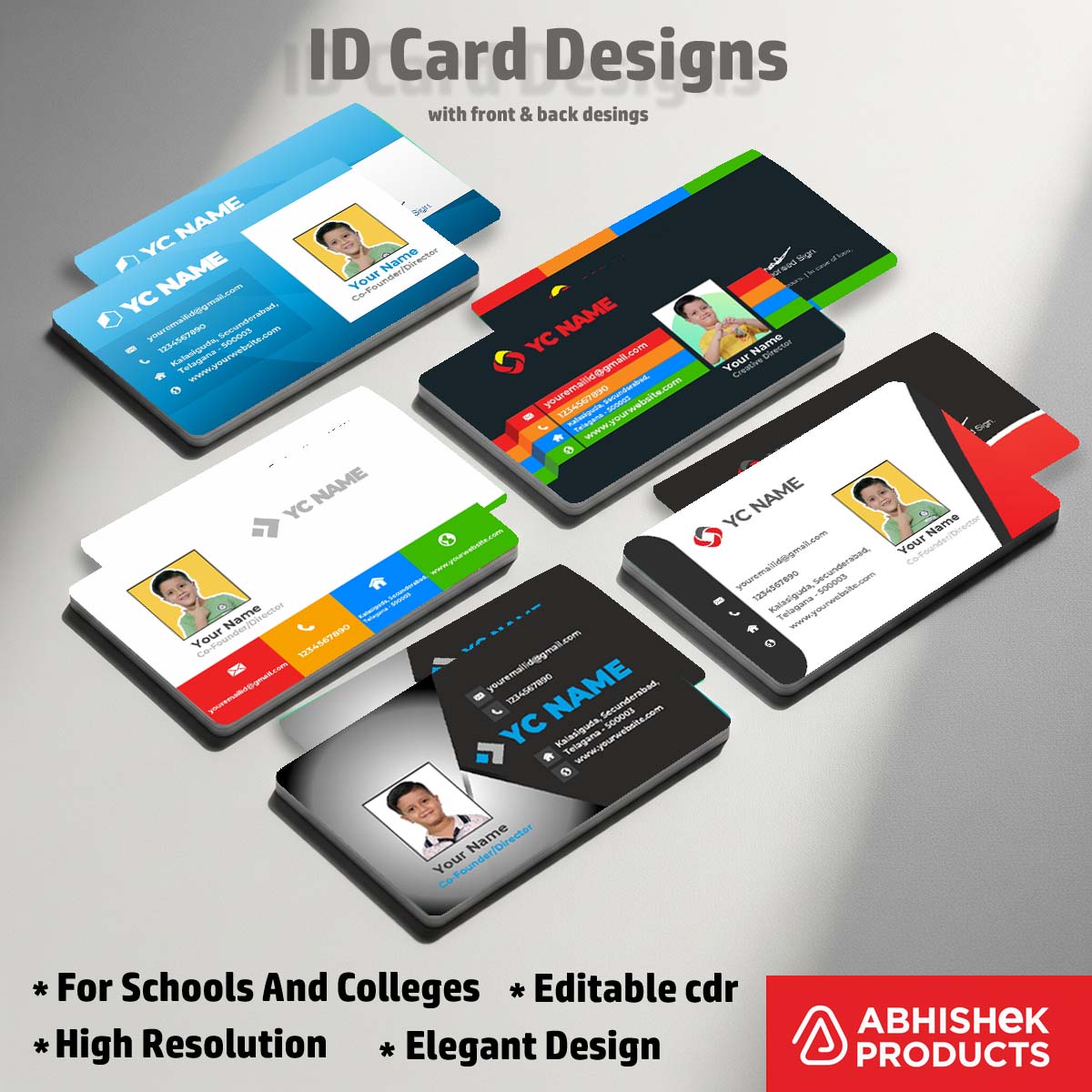 Digital preview of CorelDraw 11 ID Card Design Templates for business ID card printing.