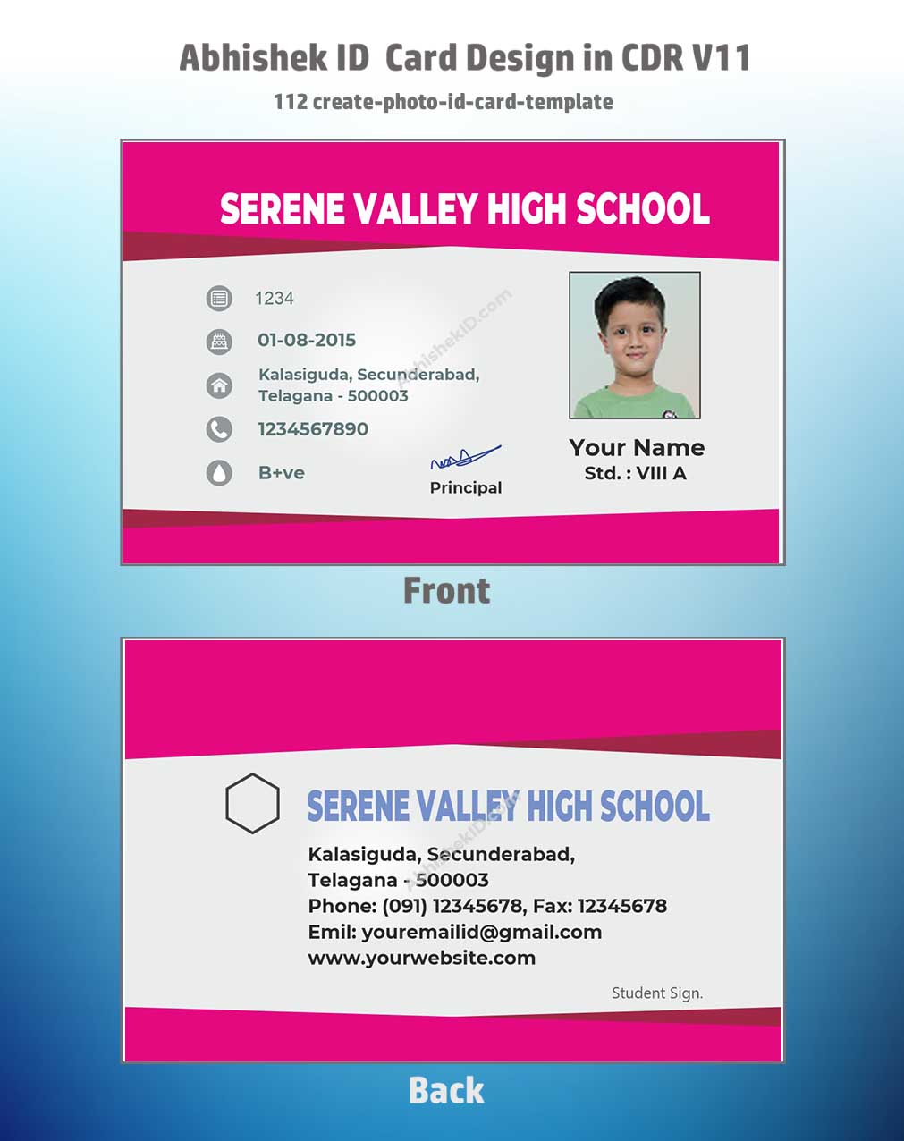 CorelDraw 11 Company ID Card Templates for business staff photo identification card printing.