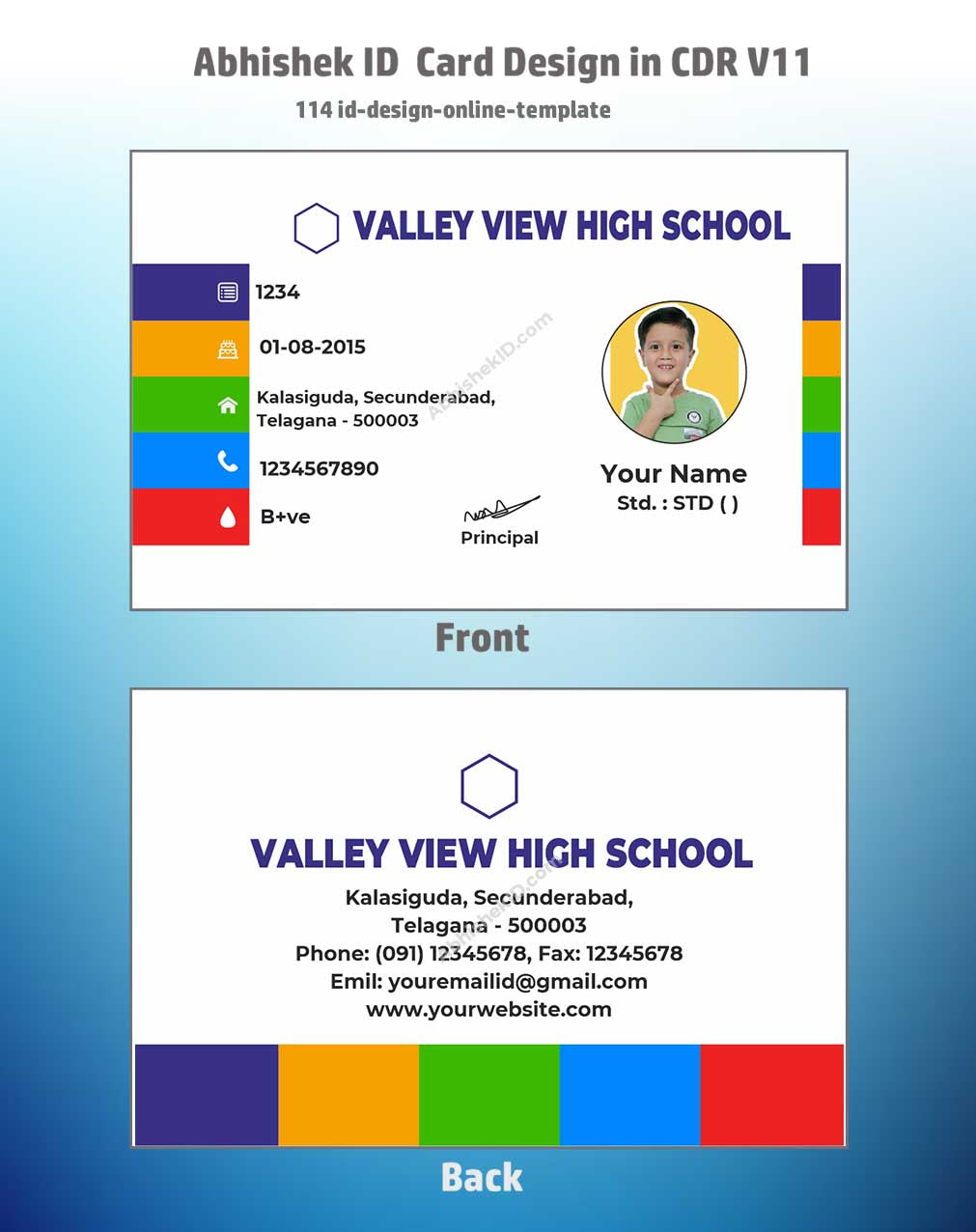 Close-up design sample of CorelDraw 11 ID Card Templates for business badge manufacturing tasks.