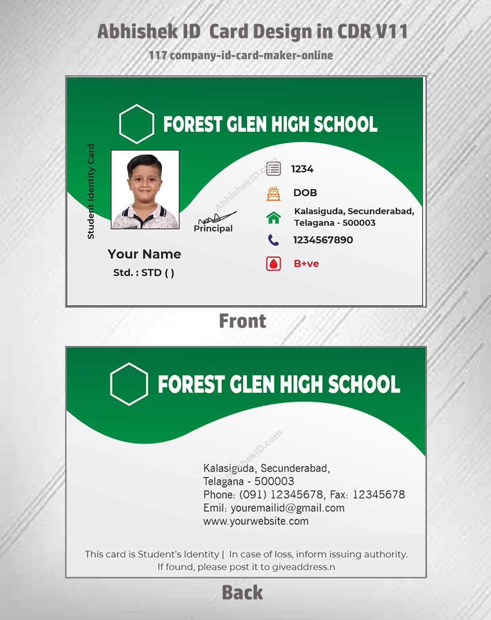 Flat digital layout of CorelDraw 11 ID Card Templates for creating bulk office access passes.