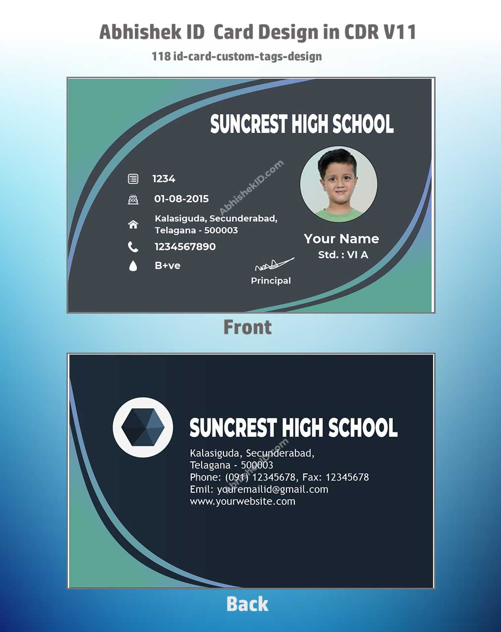 Close-up design sample of CorelDraw 11 ID Card Templates for business badge manufacturing tasks.
