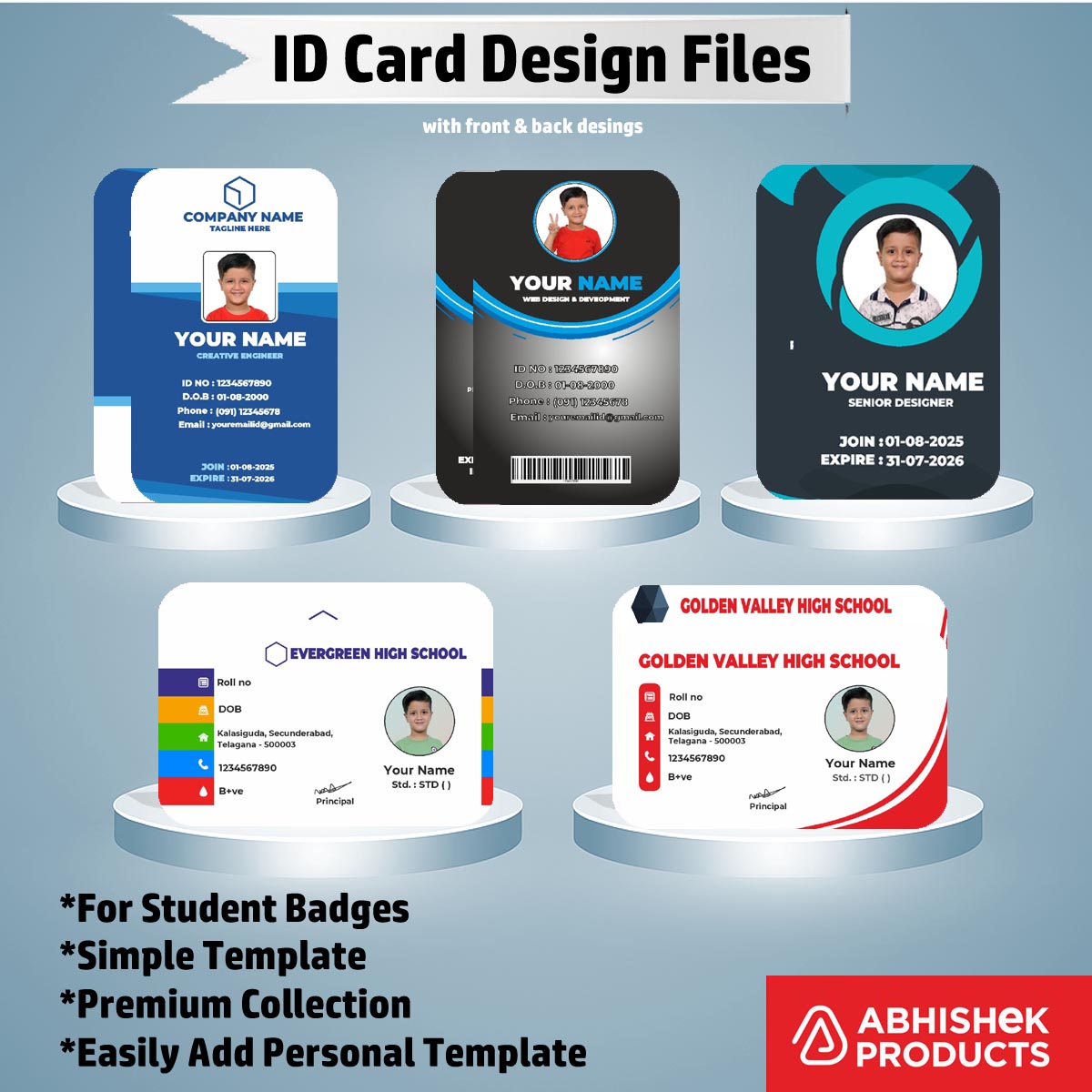 Business card vector of CorelDraw ID Card Templates for secure commercial ID card printing.