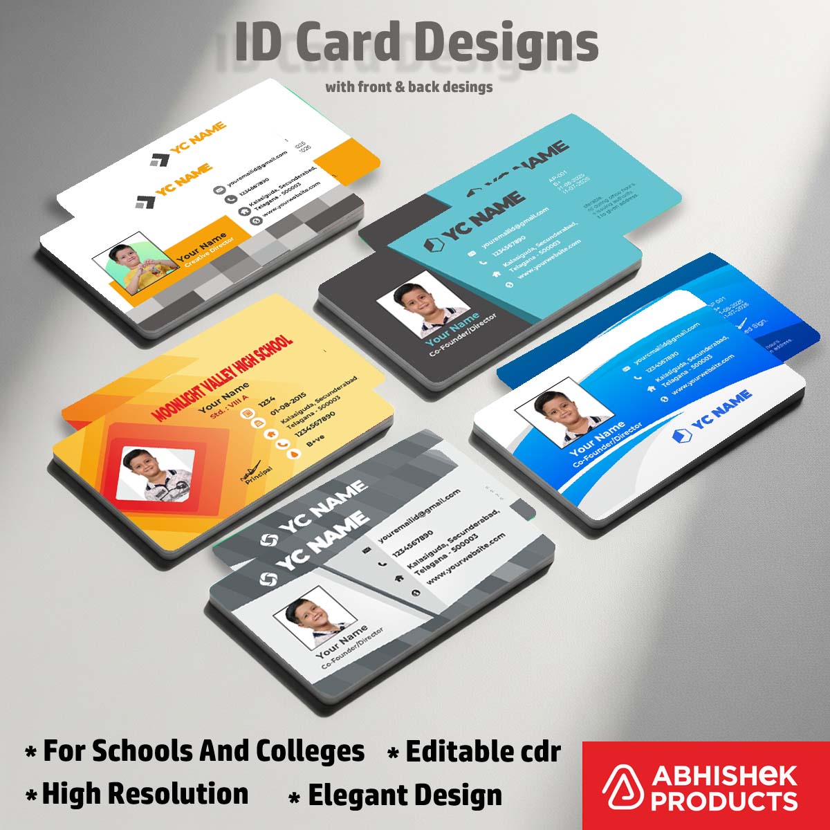 Plastic card mockup CorelDraw 11 ID Card Design Templates for secure employee badge printing.