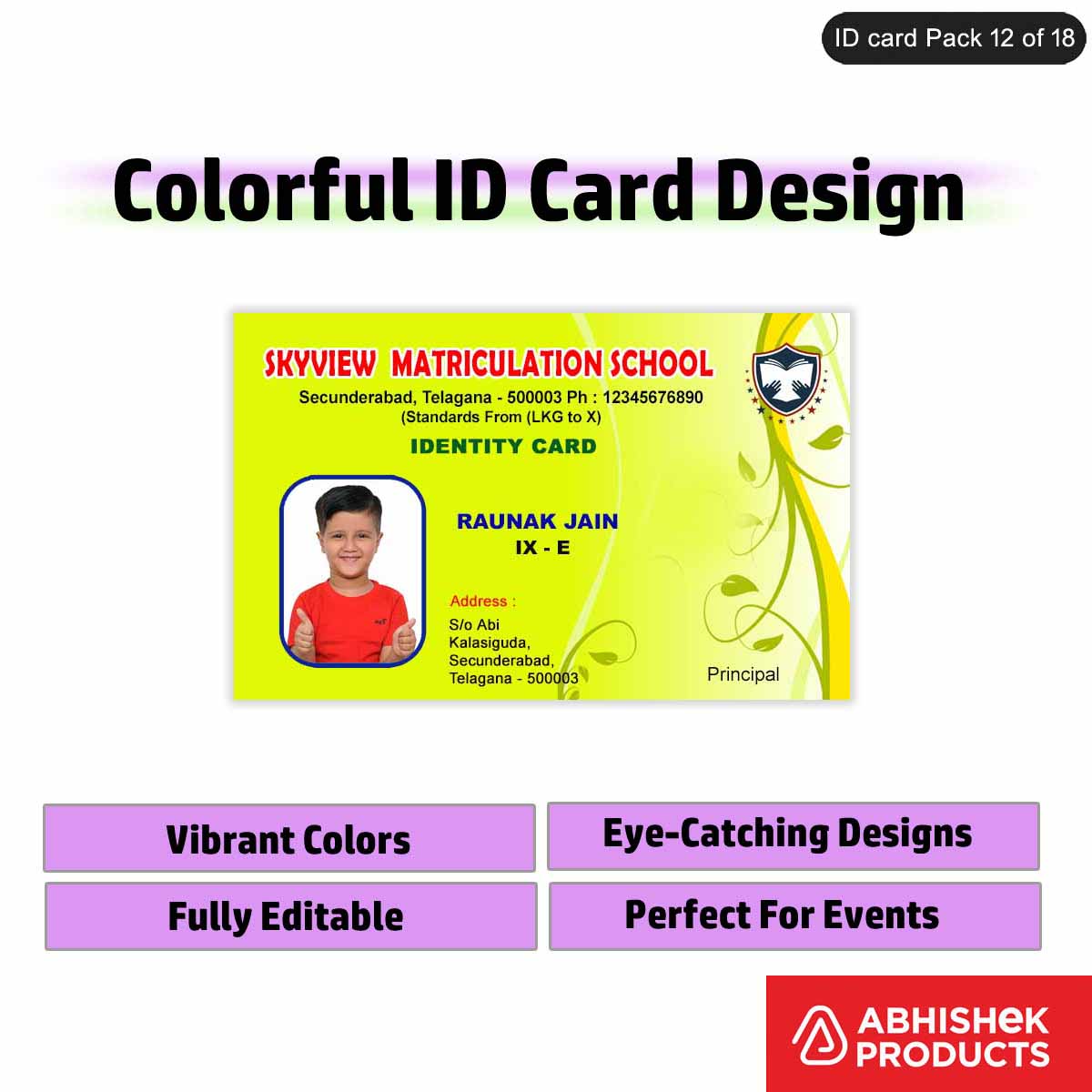 50 Colorful ID Card PSD Templates | Modern Designs - View 2 - abhishekid.com