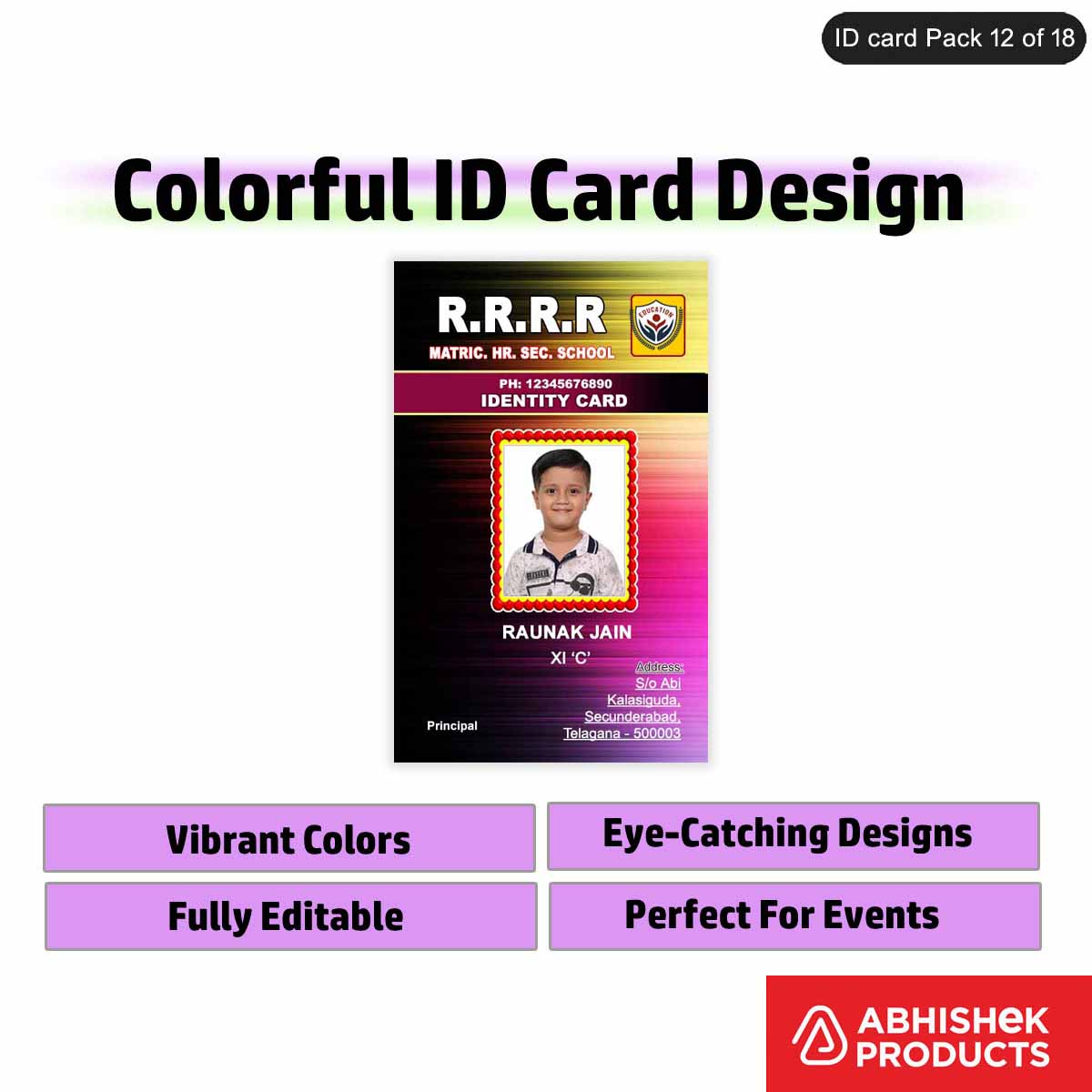 50 Colorful ID Card PSD Templates | Modern Designs - View 38 - abhishekid.com