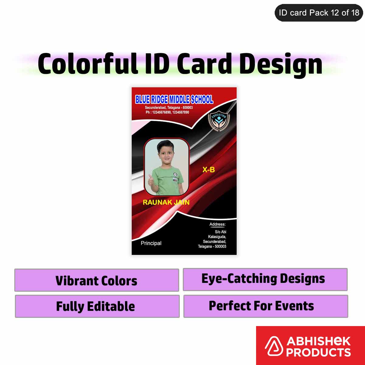 50 Colorful ID Card PSD Templates | Modern Designs - View 32 - abhishekid.com