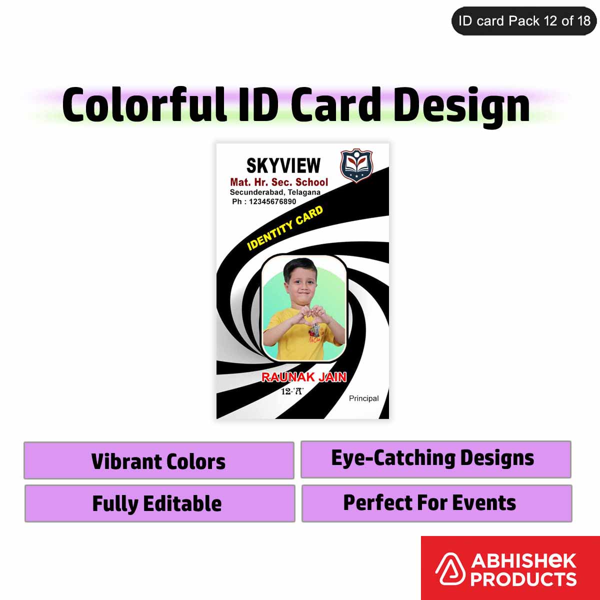 50 Colorful ID Card PSD Templates | Modern Designs - View 24 - abhishekid.com