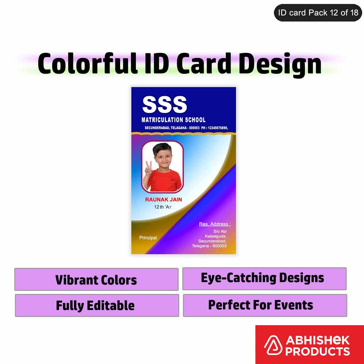 50 Colorful ID Card PSD Templates | Modern Designs - View 20 - abhishekid.com