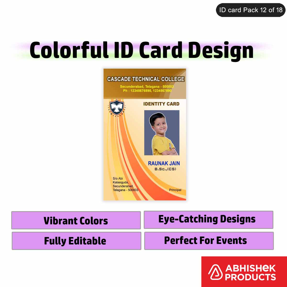 50 Colorful ID Card PSD Templates | Modern Designs - View 14 - abhishekid.com