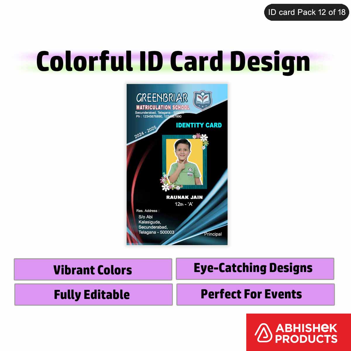 50 Colorful ID Card PSD Templates | Modern Designs - View 11 - abhishekid.com