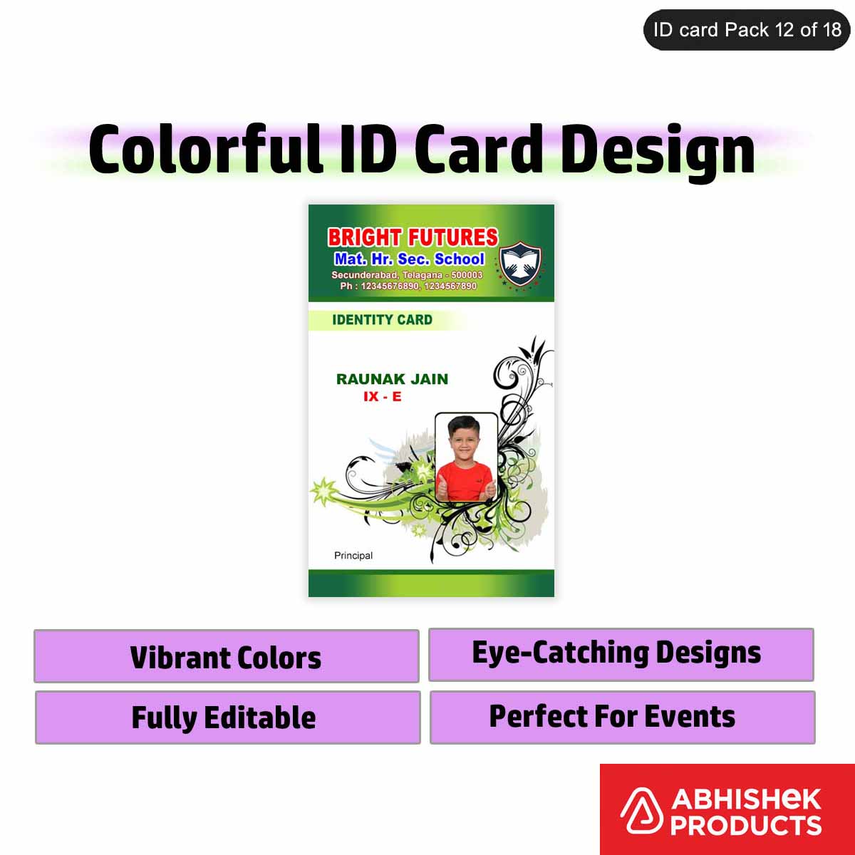 50 Colorful ID Card PSD Templates | Modern Designs - View 9 - abhishekid.com