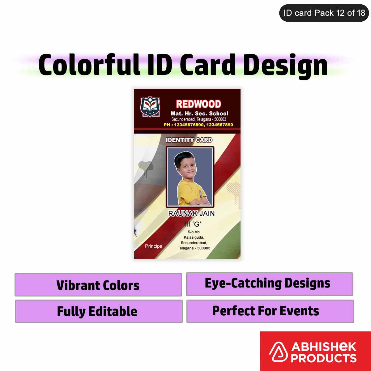 50 Colorful ID Card PSD Templates | Modern Designs - View 8 - abhishekid.com