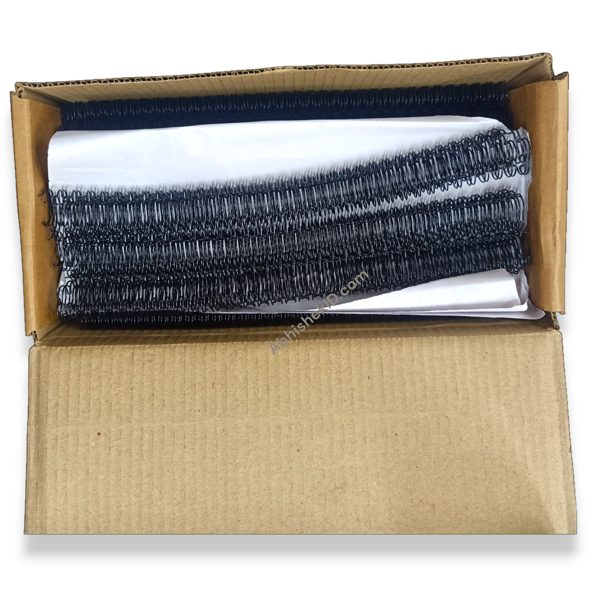 Packaging layout of 12.7mm Black Wiro Binding Rings cut pieces for business document binding.