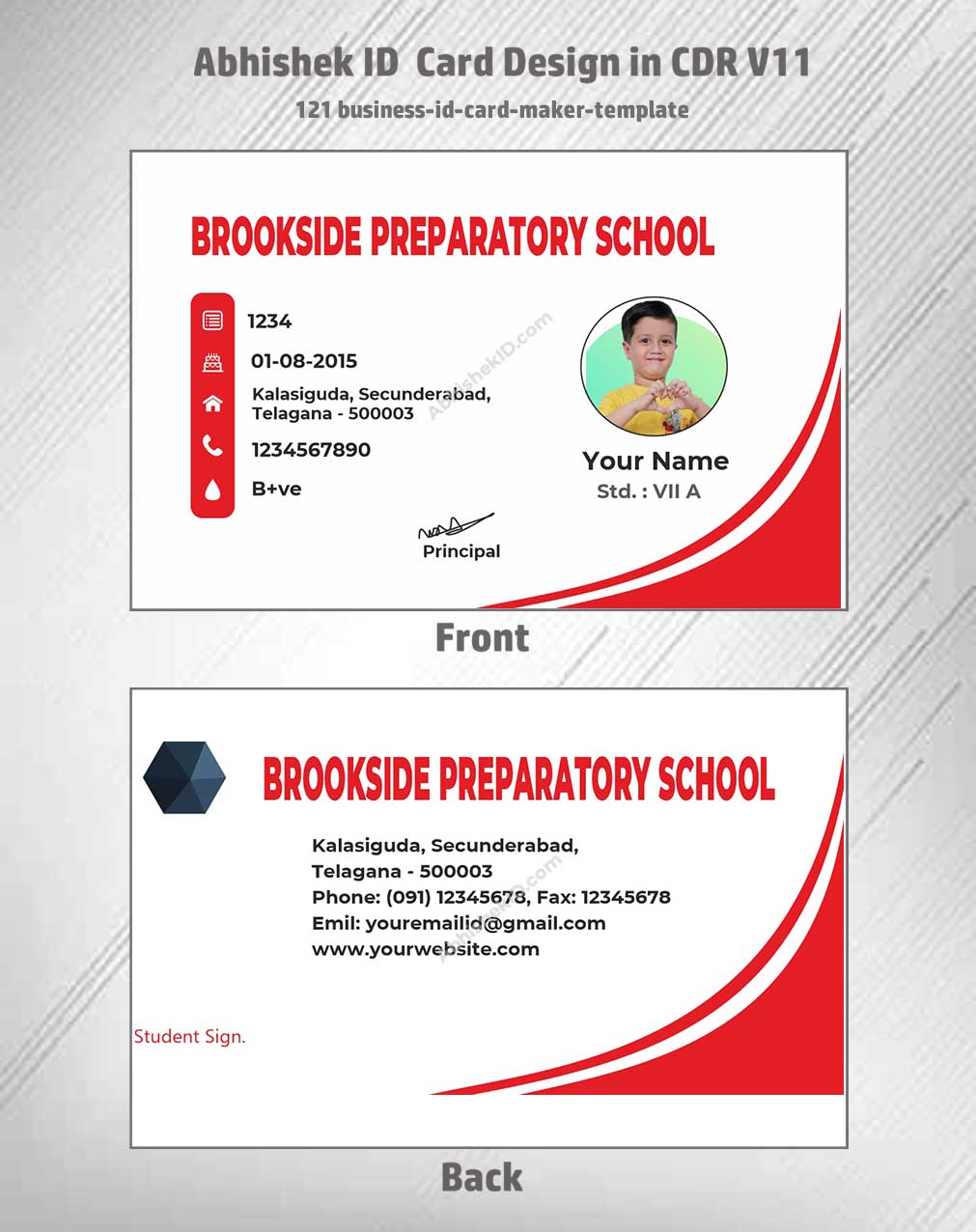 Flat digital layout of CorelDraw 11 ID Card Templates for creating bulk office access passes.