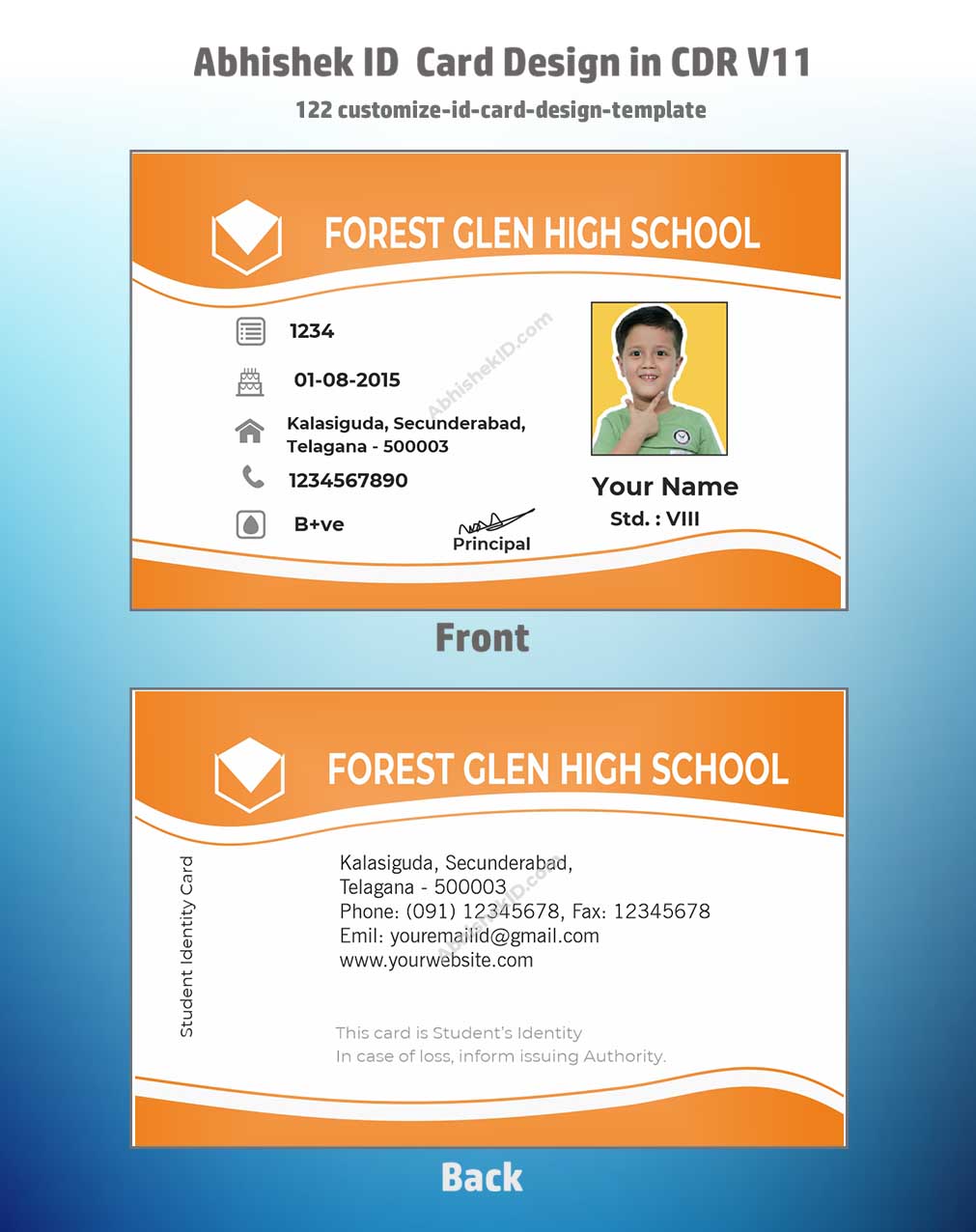Close-up design sample of CorelDraw 11 ID Card Templates for business badge manufacturing tasks.
