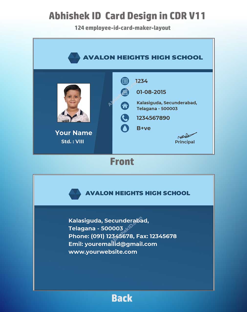 CorelDraw 11 Company ID Card Templates for commercial personnel identification card manufacturing systems.